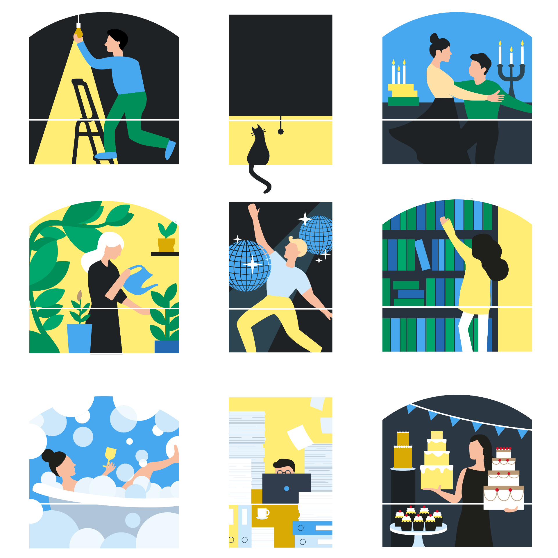 Yellowbird Immobilien — Illustration der Vogel und die Palme
